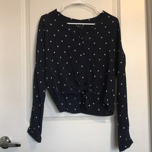 SOLD! Navy and White Polka Dot RAILS Tie Top